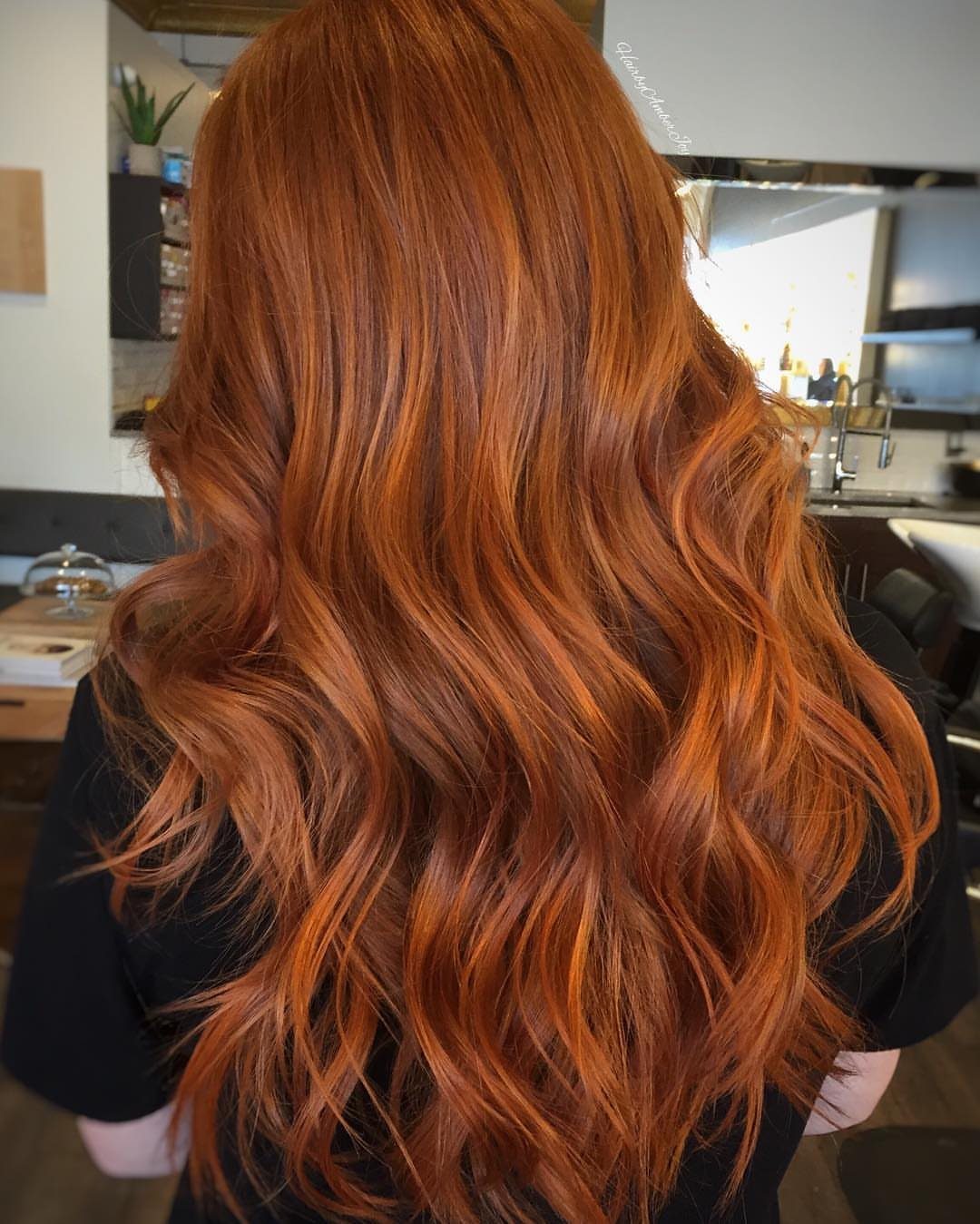 3 Color Hair Ideas: 15 Looks from Burnt Orange to Emerald 3 Long wavy hair in vibrant copper and rusty red tones from behind.