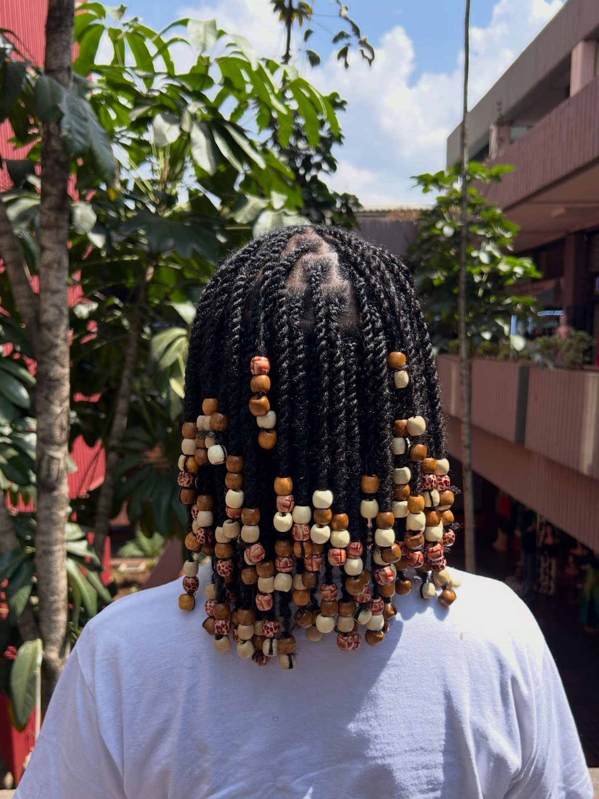 Two Strand Twist Natural Hair Women: 10 Style Ideas 3 Black natural hair in two-strand twists decorated with wooden beads at the ends